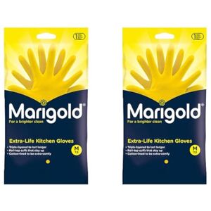 Marigold Unisex Marigold-el-gloves-medium-yl-1pk gloves Medium, Yellow, 2 Count Pack of 2 UK