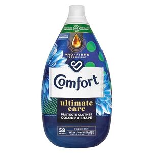 Comfort Ultimate Care Fresh Sky Ultra-Concentrated Fabric Conditioner bottle made of 100% recycled plastic* for complete clothes protection 870 ml (58 washes)