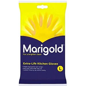 MARIGOLD Women's MARIGOLD Extra Life Kitchen Gloves Large Case of 6, Yellow, L Pack 6 UK