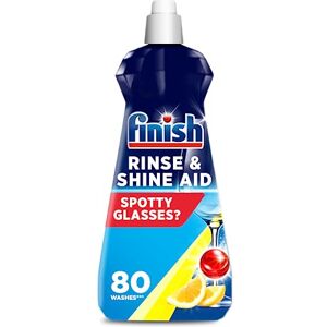 Finish , Finish Dishwasher Cleaner Rinse Aid , Lemon, 400ml ,For Ultimate Clean and Diamond Shine