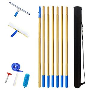 MQZHUK Window Glass Cleaner for Indoor/Outdoor High Window Long Handled Cleaning Kit 216"/255"/295" Window Cleaning Pole Window Squeegee Cleaner with Microfiber Scrubber (295")