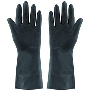 Elliott Heavy Duty Household and Maintenance Rubber Gloves, large Size Gloves with breathable flock Lining and non-slip grip, One pair of Black Gloves