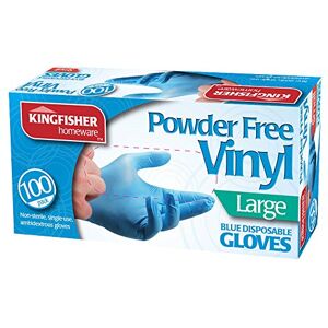 Best Price Square Kingfisher Powder Free Vinyl Gloves, Blue, Large - Pack of 100