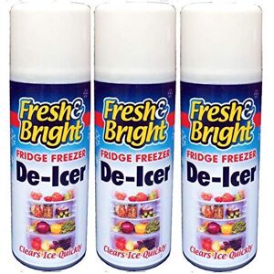 Wilsons Direct 3 x Fridge Freezer De Icer Spray Clear Ice Quickly Anti Bacterial Deicer 200ml Can