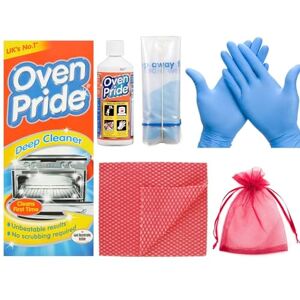 OGD COMMERCE Oven Pride Deep Cleaner Oven Kit, (Set Contains: 1x Bottle of 500ml, 1x Bag, 1x Pair of Gloves) 1Pk + Our Gift for You: 1x Cleaning Wipe + Organza Small Bag Size