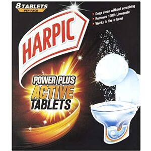 Harpic Powerplus Active Tablets, Original Scent, Pack 1 x 8 Tablets, Deep Clean Without Scrubbing, Removes 100% Limescale, Toilet Cleaner