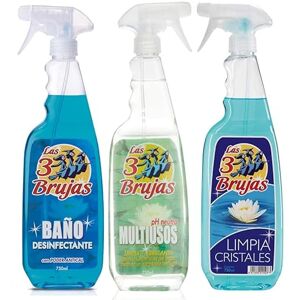 Generic 3 Witches Spanish Cleaning Sprays Bundle (3 x 750ml) PH Neutral, Bano Bathroom Disinfectant, Limpa Glass Cleaner
