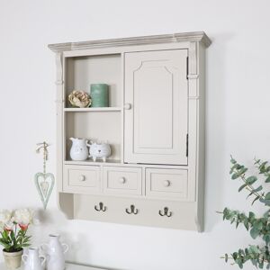 Cream Wall Mounted Cupboard with hooks - Lyon Range Material: Wood
