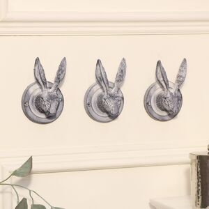 Set of 3 Grey Hare Head Coat Hooks Material: Metal