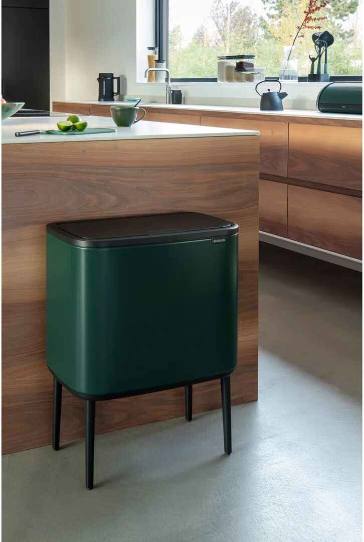 Brabantia Bo 11 Litre + 23 Litre Touch Bin with Two Inner Buckets gray/green 68.0 H x 54.0 W x 31.2 D cm