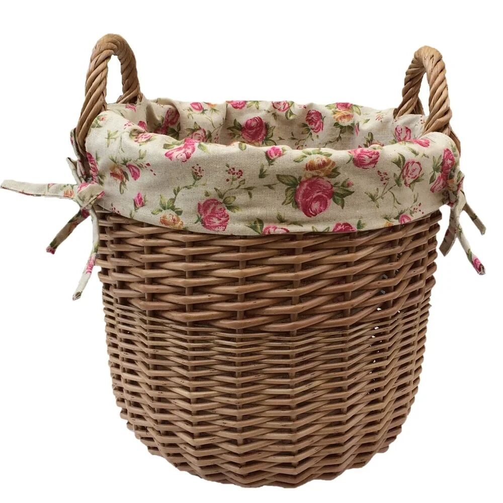 Photos - Laundry Basket / Hamper Lily Manor Wicker Laundry Basket with Garden Rose Lining gray/brown 37.0 H