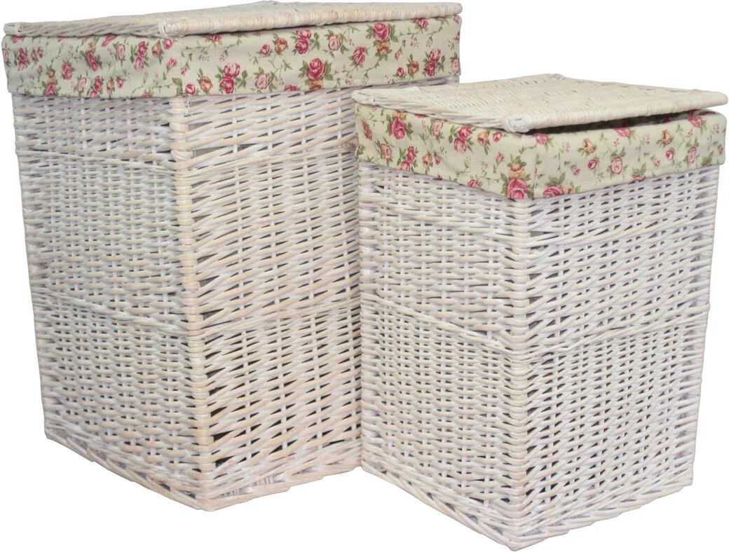 Photos - Laundry Basket / Hamper August Grove Square Garden Rose Lining Wicker Laundry Bin gray 50.0 H x 33