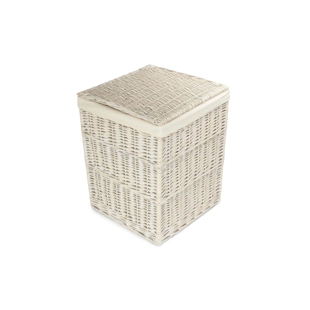 Photos - Laundry Basket / Hamper August Grove Wicker Laundry Bin Basket with Lining gray/white 61.0 H x 46.