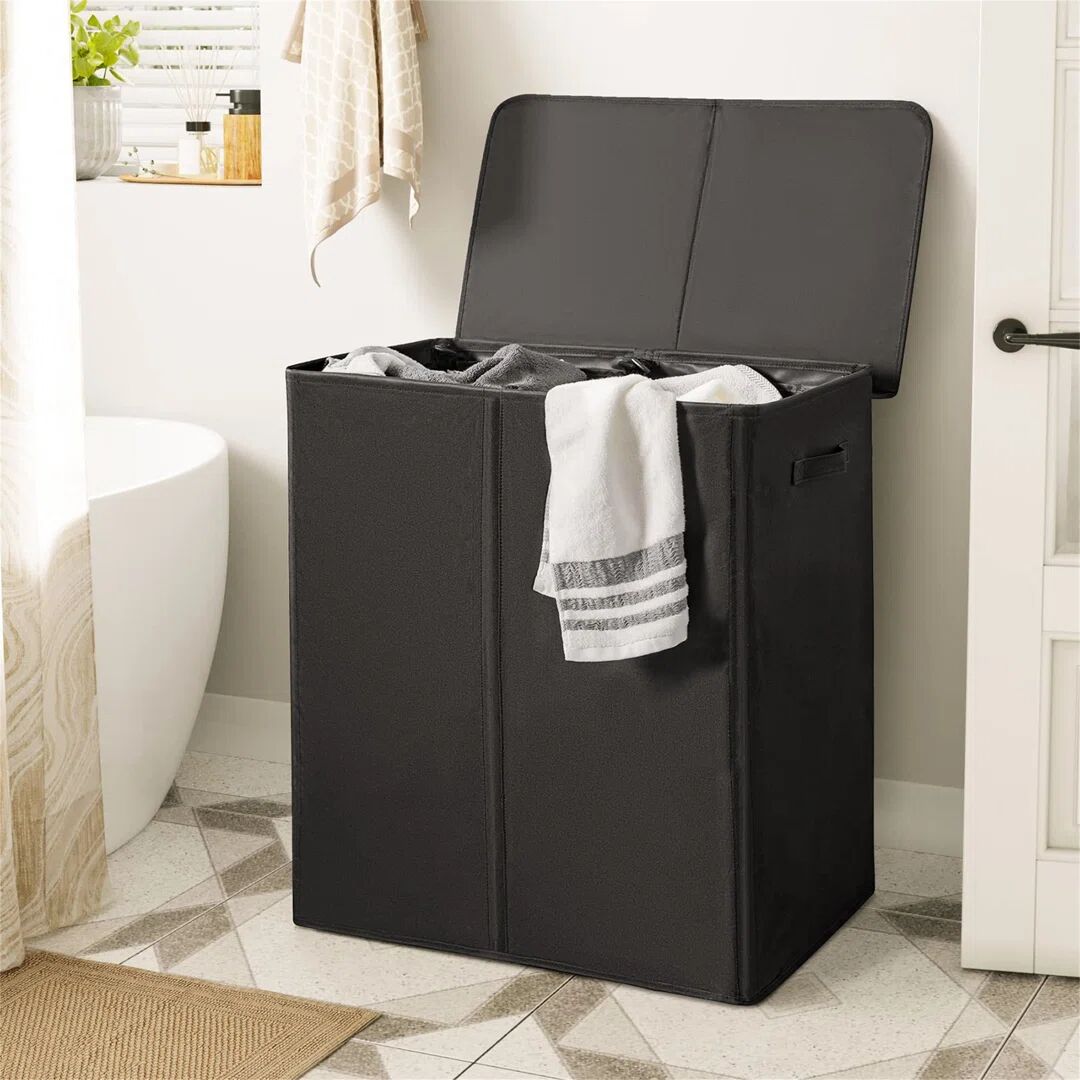 Photos - Laundry Basket / Hamper Ebern Designs Laundry Sorter black 68.0 H x 63.0 W x 36.0 D cm