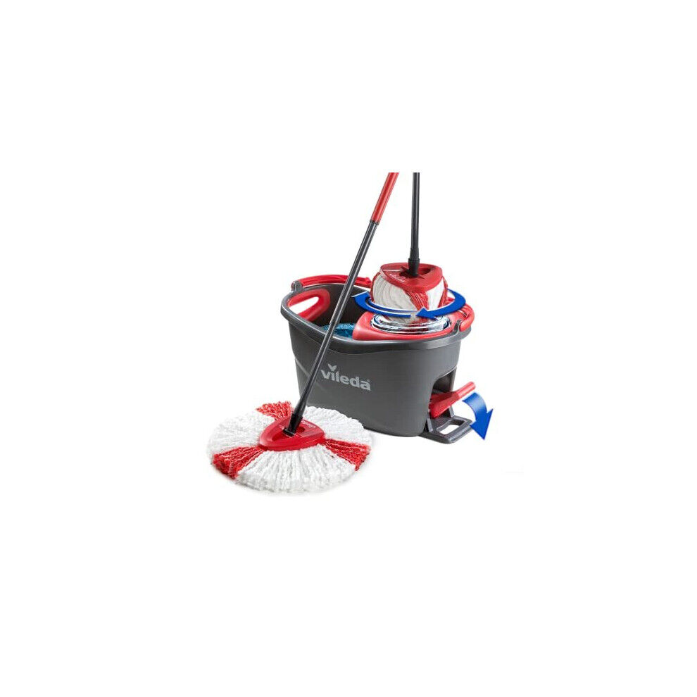 Vileda Turbo Microfibre Mop and Bucket Set, Spin Mop for Cleaning Floors, Set of