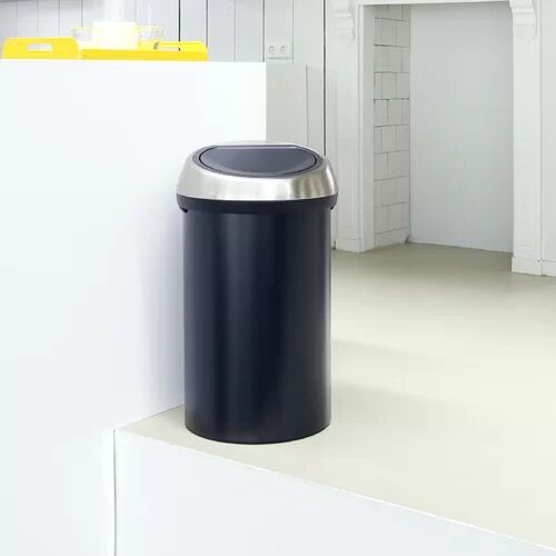 Brabantia 60 Litre Touch Top Rubbish Bin Brabantia Colour: Matt Black / Matt Steel  - Size: 96cm H X 153cm W X 48cm D