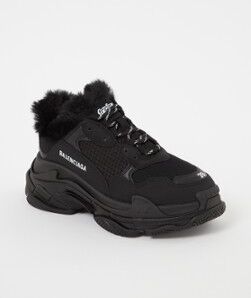 Balenciaga Triple S Sneaker mit Kunstpelz Schwarz 37, 38