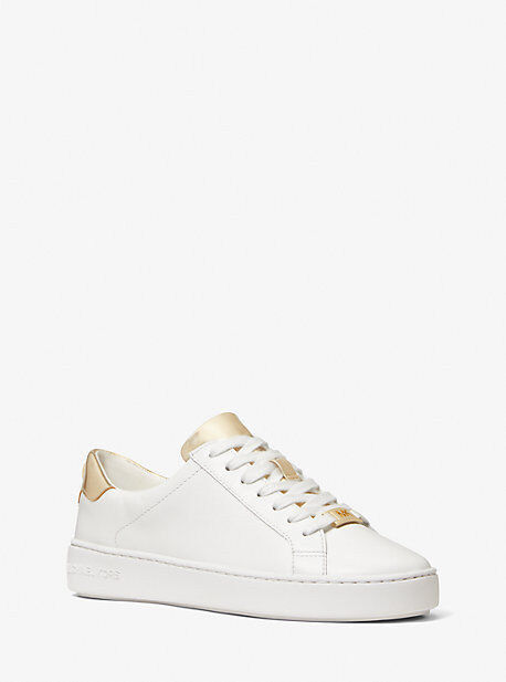 MICHAEL Michael Kors MK Irving Leather Sneaker - White/pale Gold