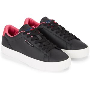 Tommy Jeans Plateausneaker »TJW CUPSOLE SNEAKER ESS«, mit Logoaufnäher an der... schwarz-pink  38