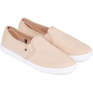 Tommy Hilfiger Slipper »CANVAS SLIP-ON SNEAKER«, Freizeitschuh, Slip On... hellbeige  38