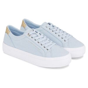 Tommy Hilfiger Plateausneaker »ESSENTIAL VULC CANVAS SNEAKER«, Kontrastbesatz... hellblau Größe 39