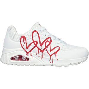 Skechers Sneaker »UNO DRIPPING IN LOVE«, mit Herzen-Graffity-Print,... weiss-rot Größe 36