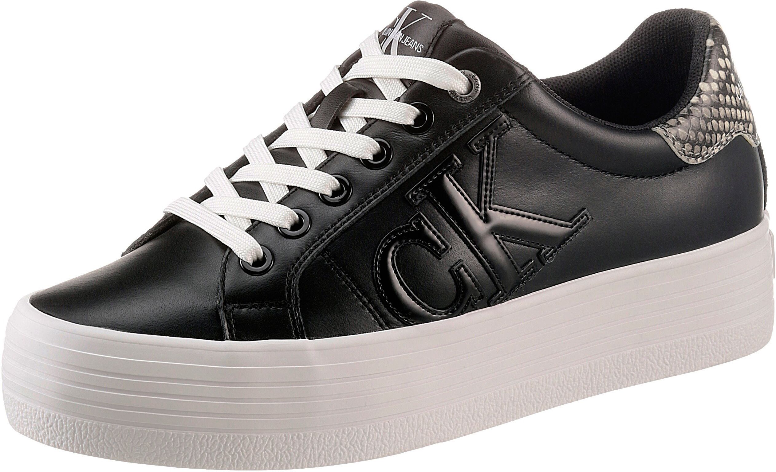 Calvin Klein Jeans Plateausneaker, mit abgesetztem Logo schwarz  36 37 38 39 40 41 42