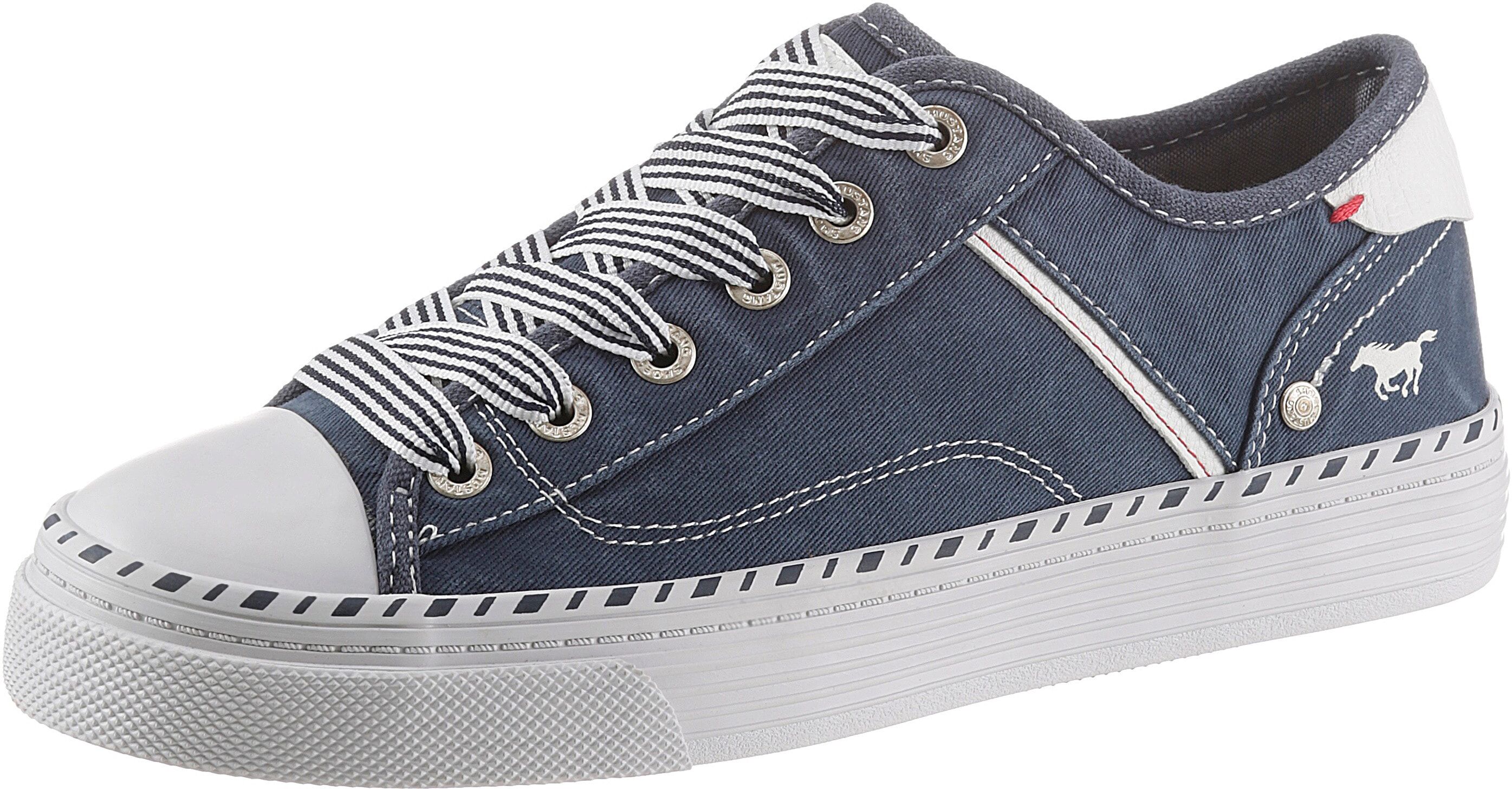 Mustang Shoes Sneaker, mit 3 cm Plateausohle blau  36 37 38 39 40 41 42 43 44 45