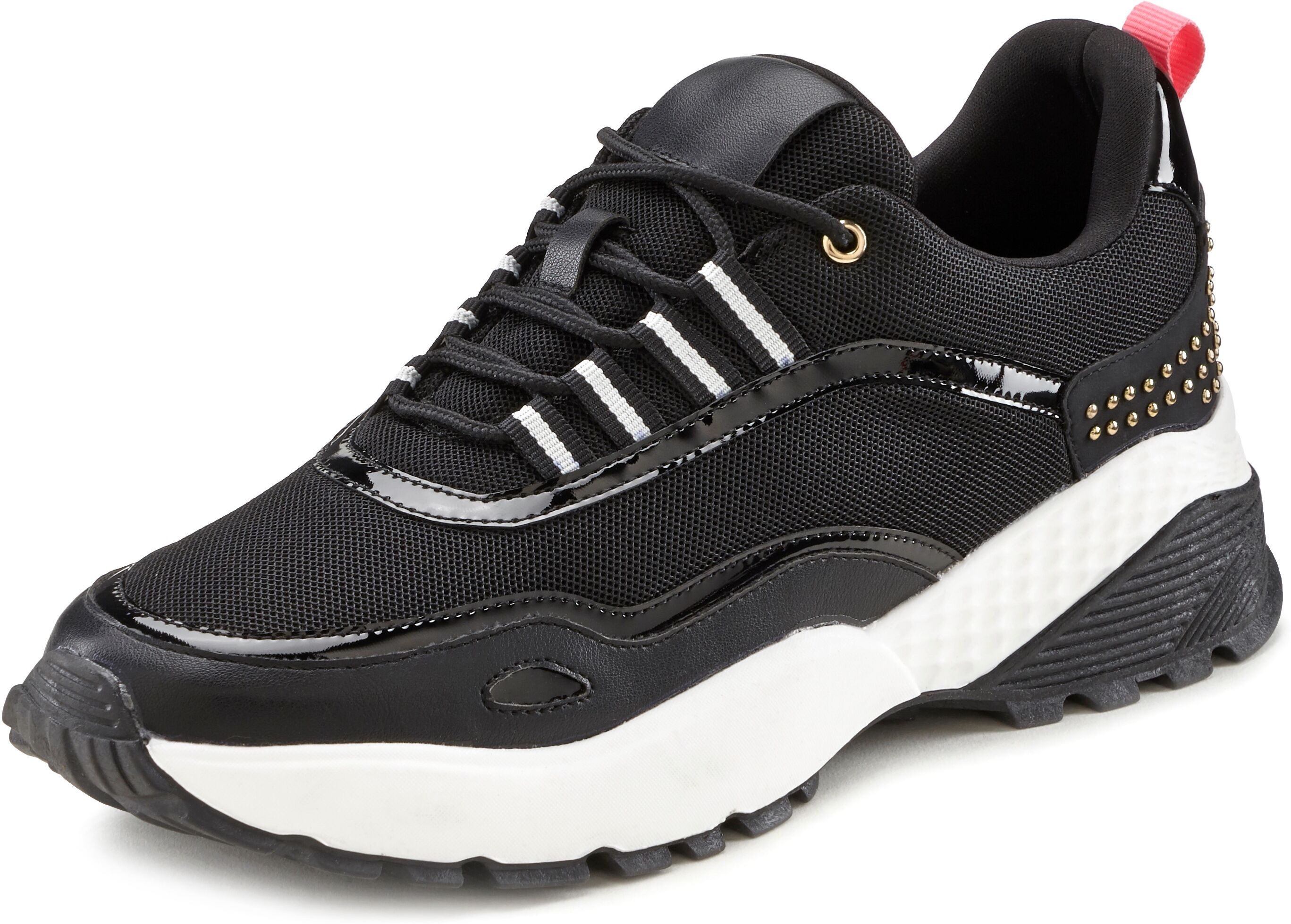 LASCANA Sneaker, mit bequemer Chunky Sohle und trendigen Lack Details schwarz  36 37 38 39 40 41 42