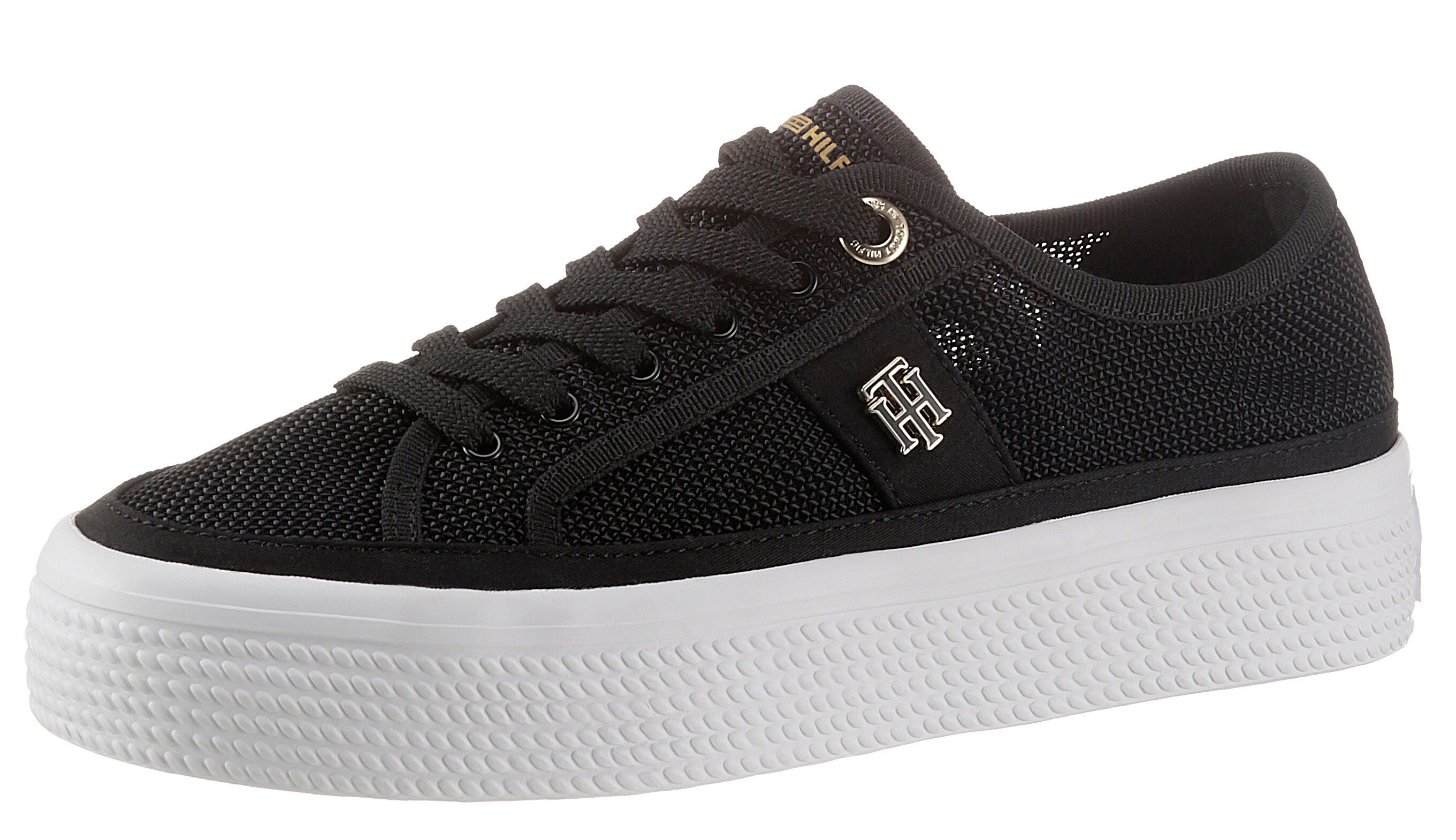 Tommy Hilfiger Plateausneaker »TH MESH VULC SNEAKER«, mit TH-Schmuckelement schwarz Größe 36 37 38 39 40 41 42