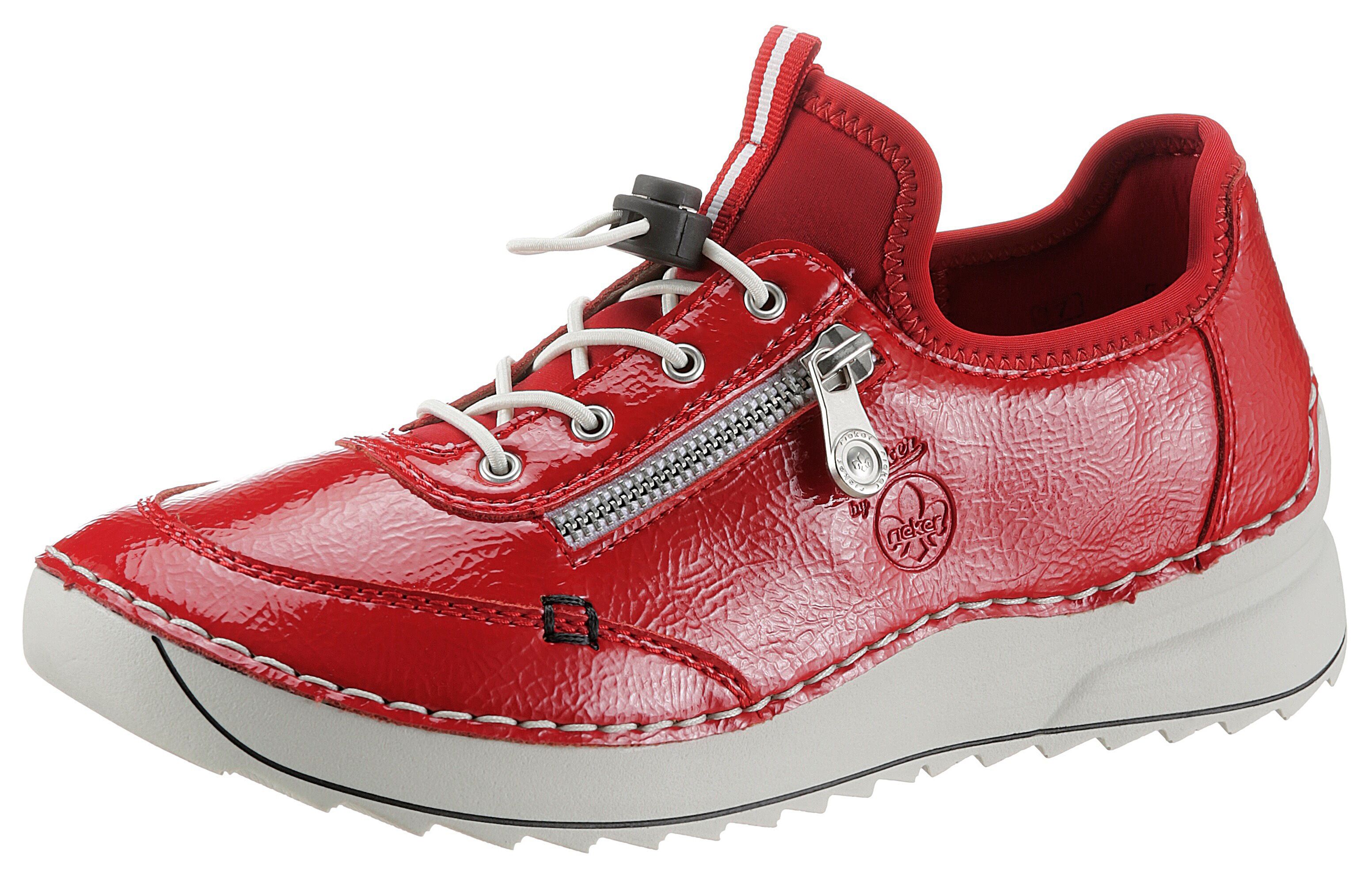 Rieker Slip-On Sneaker, in glänzender Optik rot Größe 36 37 38 39 40 41 42