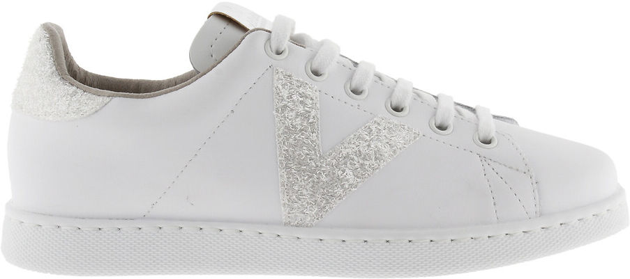 VICTORIA Ledersneakers mit Glitter WEISS