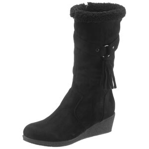 Winterboots CITY WALK Gr. 41, Normalschaft, schwarz Damen Schuhe Winterstiefel mit Zierriemchen Fransen