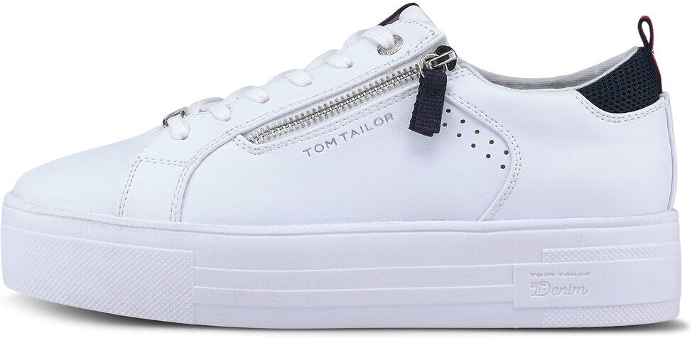 TOM TAILOR DENIM Damen Sneaker mit Reißverschluss-Details, weiß, Gr.40