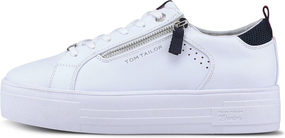 TOM TAILOR DENIM Damen Sneaker mit Reißverschluss-Details, weiß, Gr.41