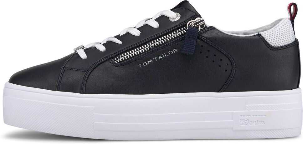 TOM TAILOR DENIM Damen Sneaker mit Reißverschluss-Details, marine, Gr.39