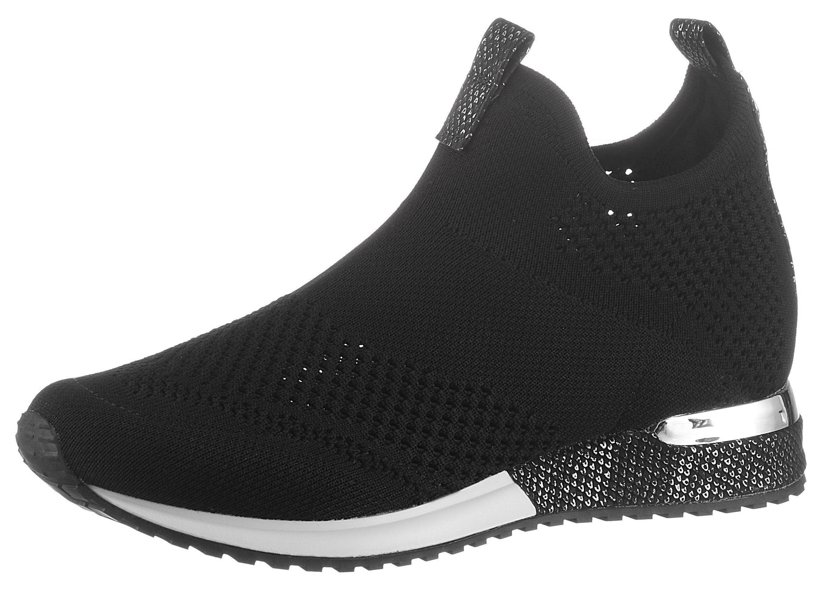 La Strada »Fashion Sneaker Slip On« Slipper mit Metallicapplikation am Absatz, schwarz