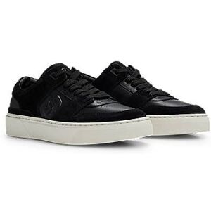 Boss Leather lace-up trainers with suede trims