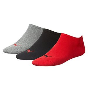 PUMA Invisible Unisex Sports Socks, Pack of 3, 251025 (Sneaker Trainer Plain Socks) black/red, size: 39-42