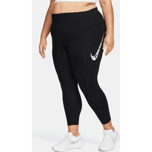 Højtaljede Nike Epic Fast 7/8-løbeleggings med lommer til kvinder (Plus size) - sort sort 3X