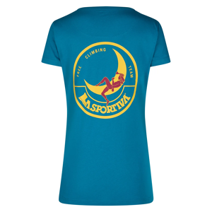 La Sportiva Climbing On The Moon T-Shirt W Turchese/Giallo S, Turchese/Giallo