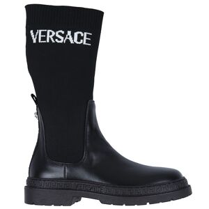 Versace Støvler - Boot Calf - Black/white/palladium - Versace - 37 - Støvler