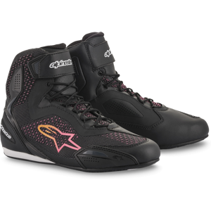 Alpinestars Zapatillas de Moto  Stella Faster-3 Rideknit Mujer Negro-Amarillo-Rosa