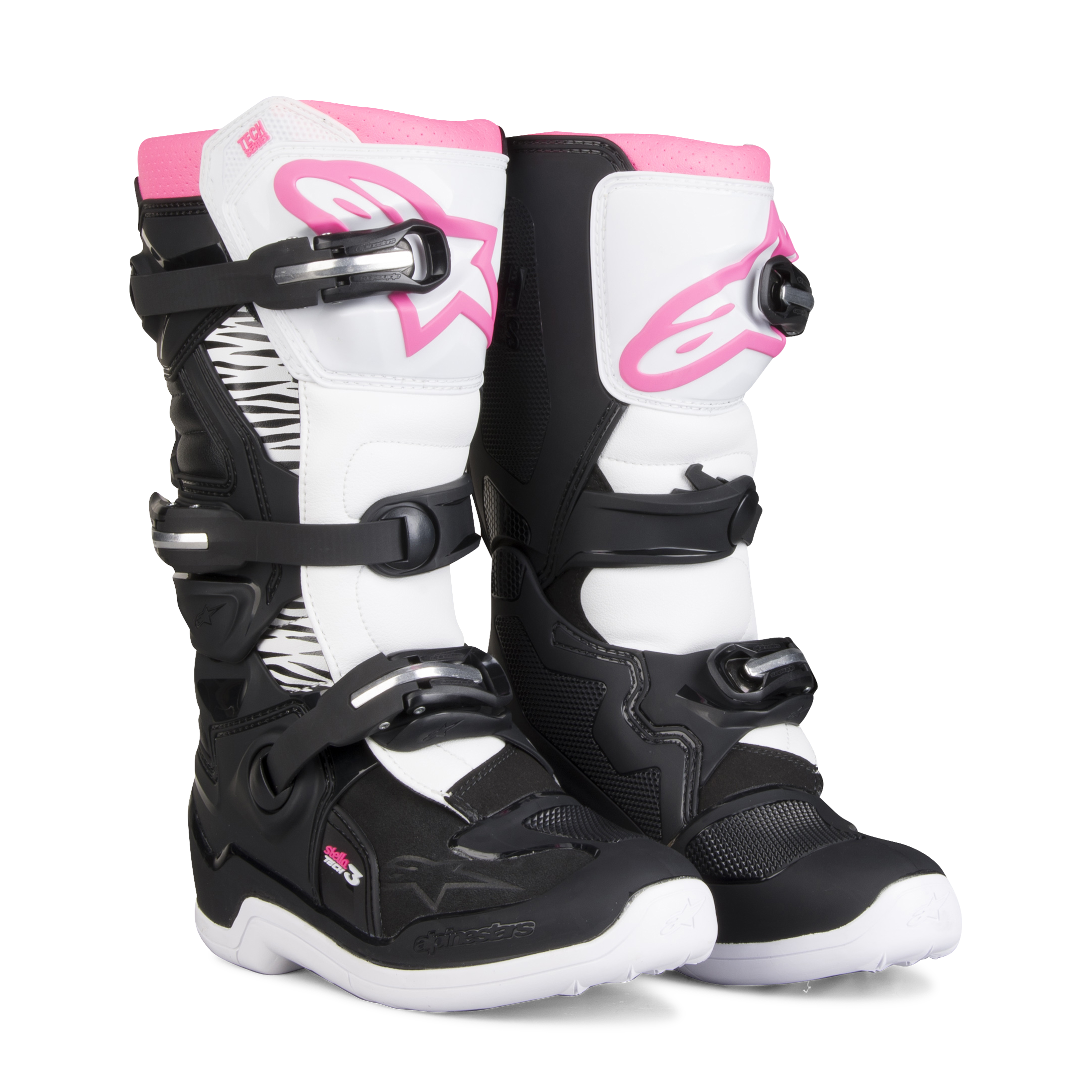 Alpinestars Botas de Cross  Tech 3 Mujer Negro-Blanco-Rosa