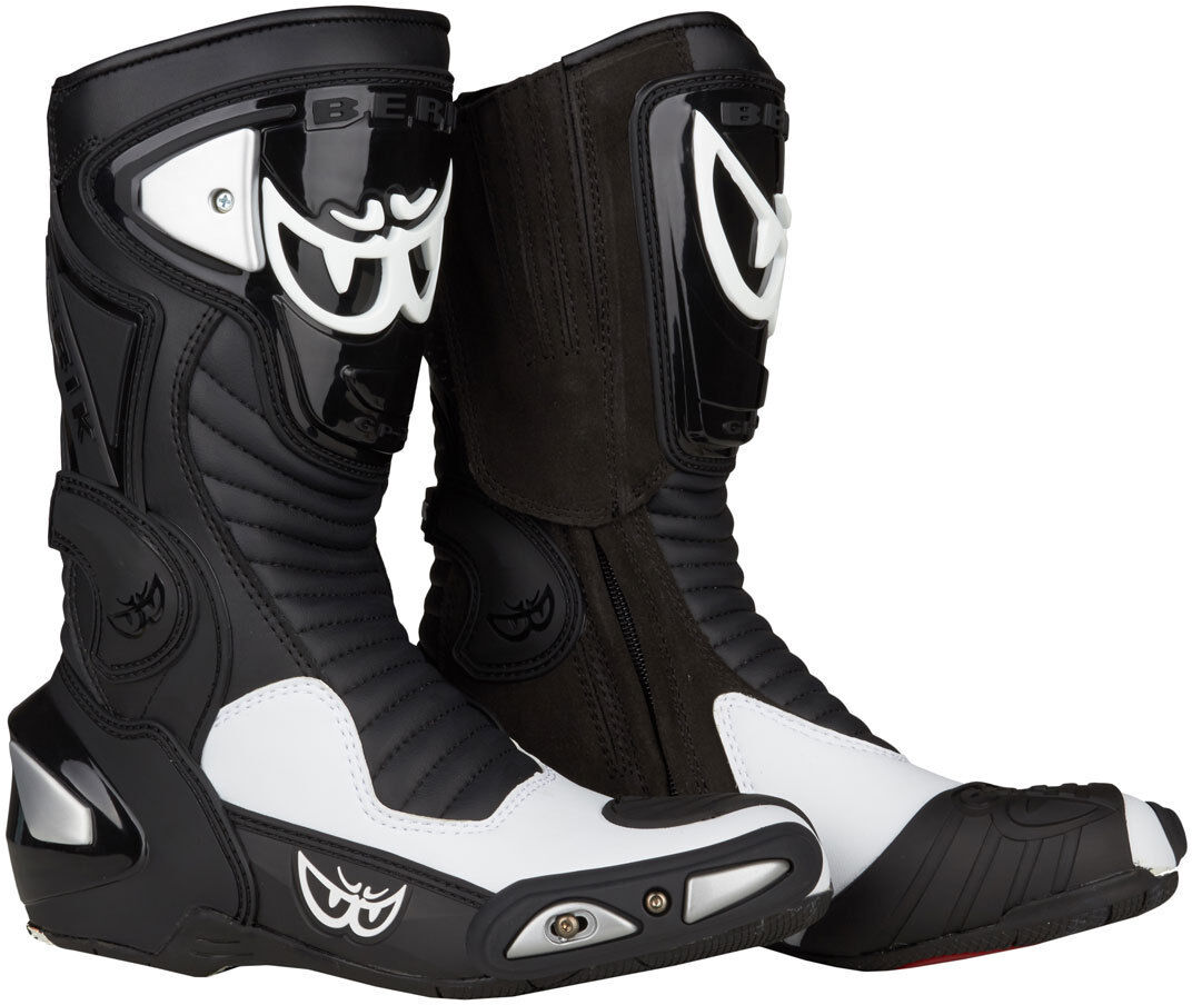 Berik Race-X Racing Botas de moto - Negro Blanco (48)