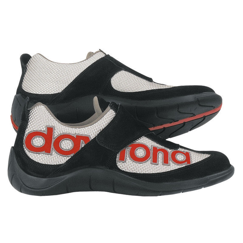 Daytona Moto Fun Zapatos de motocicleta - Negro Rojo Plata (37)