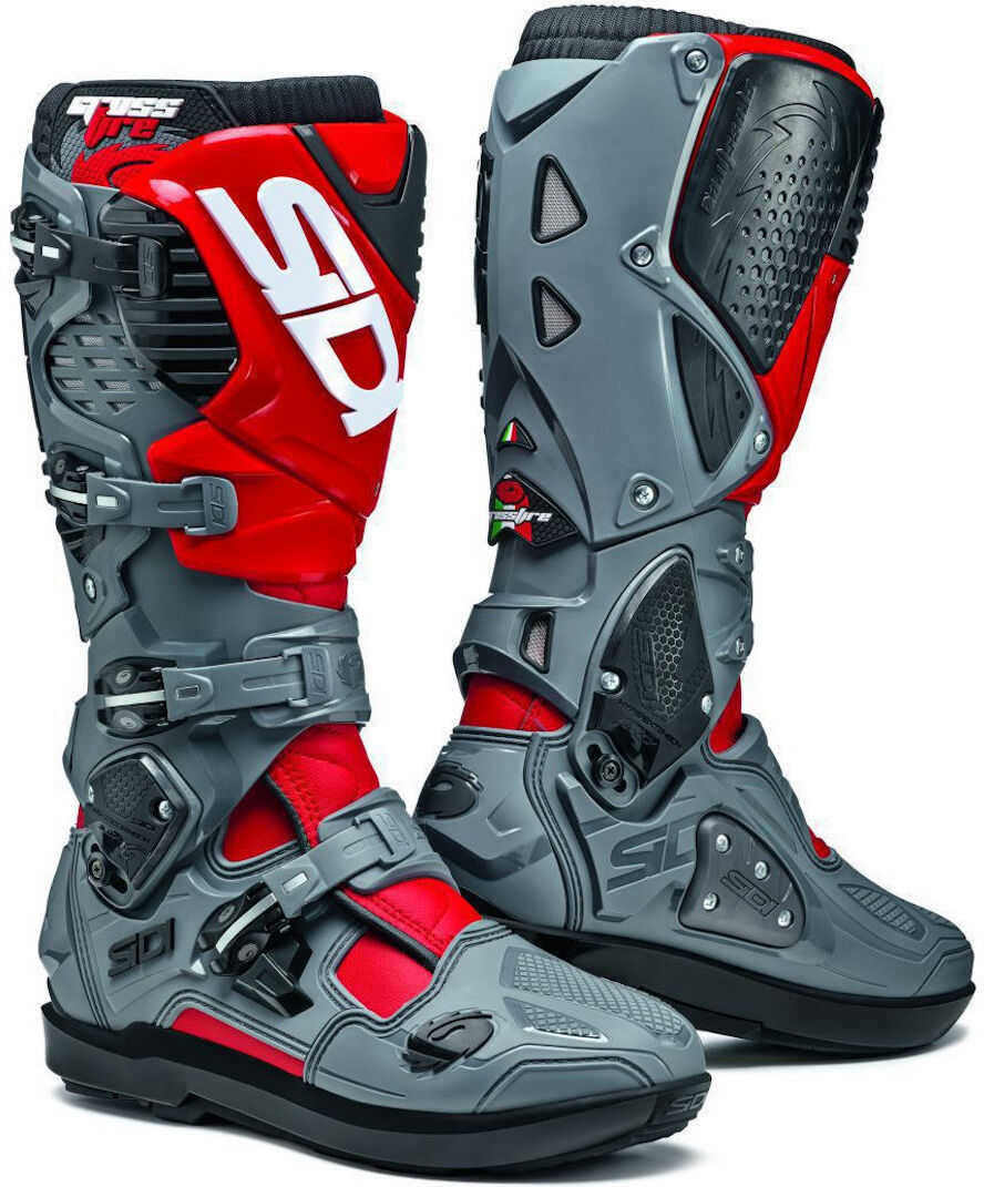 Sidi Crossfire 3 SRS Botas de Motocross - Negro Gris Rojo (40)