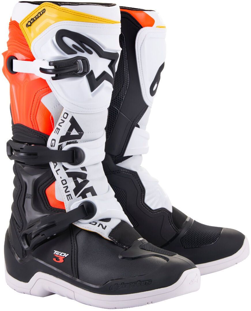 Alpinestars Tech 3 Botas de Motocross - Negro Blanco Rojo (43)