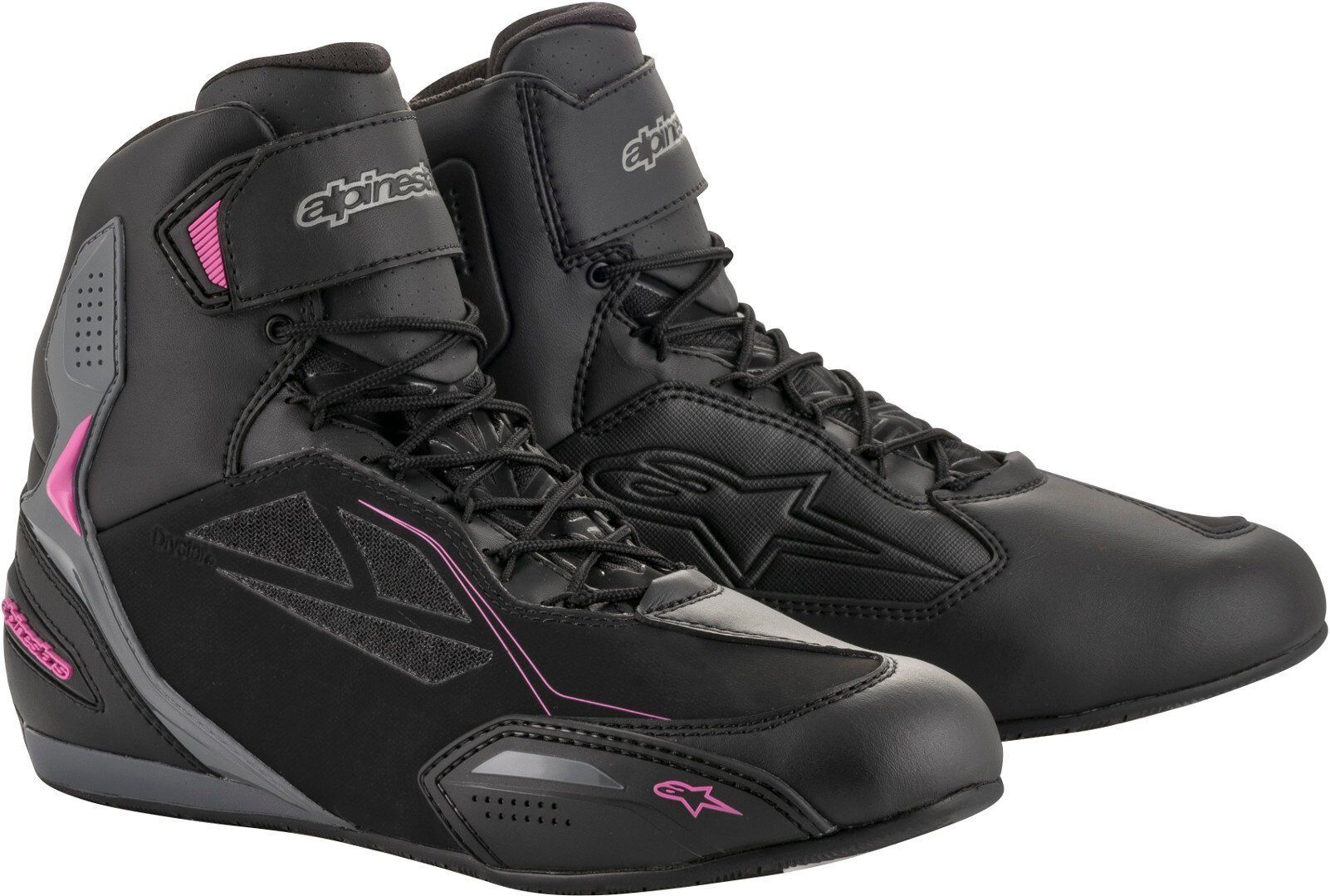 Alpinestars Stella Faster-3 Drystar Señoras zapatos de motocicleta - Negro Gris Rosa (39 40)