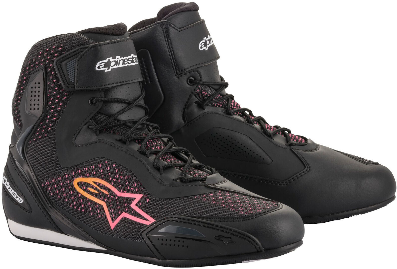 Alpinestars Stella Faster 3 Rideknit Zapatos de motocicleta para mujer - Negro Rosa Amarillo (42)